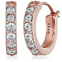 Amazon Collection Platinum or Gold Plated Sterling Hoop Earrings set with Round Cut Infinite Elements Cubic Zirconia