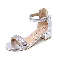 Vonair Girls Sandals Low Heels Ankle Strap Open Toe Dress Shoes Flower Girl Party Wedding Shoes For Girls