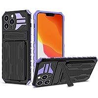 Wallet Case for iPhone 13 Pro Max/13 Pro/13, Military Grade Protective Phone Case with Built in Kickstand and Card Slots Shockproof TPU Protective Cases