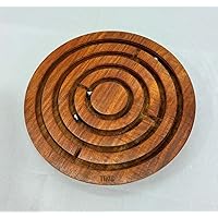 Handcrafted Wooden Labyrinth Maze - Ideal, Educational Puzzle & Brain Teaser Game for Adults - Round Ball Maze, (5 Inches)