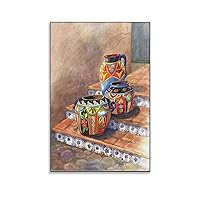 Mexican Pottery Still Life Oil Painting Art Poster Canvas Wall Art Prints for Wall Decor Room Decor Bedroom Decor Gifts Posters 08x12inch(20x30cm) Unframe-style