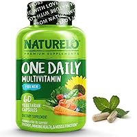 NATURELO One Daily Multivitamin for Men - with Vitamins & Minerals + Organic Whole Foods - Supplement to Boost Energy, General Health - Non-GMO - 60 Capsules | 2 Month Supply