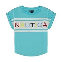 Nautica Girls' Short Sleeve Graphic Logo T-Shirt, Everyday Casual Wear, Soft & Comfortable Fit