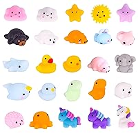 Mini Mochi Squishies 24 Piece Fidget Toys with Storage Container, Styles May Vary, Valentine's Day, Easter, Birthday, Party Favor Gift Ages 3+