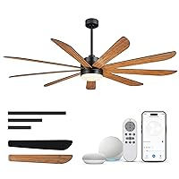 72 Inch Black Ceiling Fans with Lights and Remote, LED Ceiling Fan, 3 Color Temperatures and Quiet Reversible DC Motor, Dual Finish Blades (Matte Black & Dark Walnut), CF03-BK