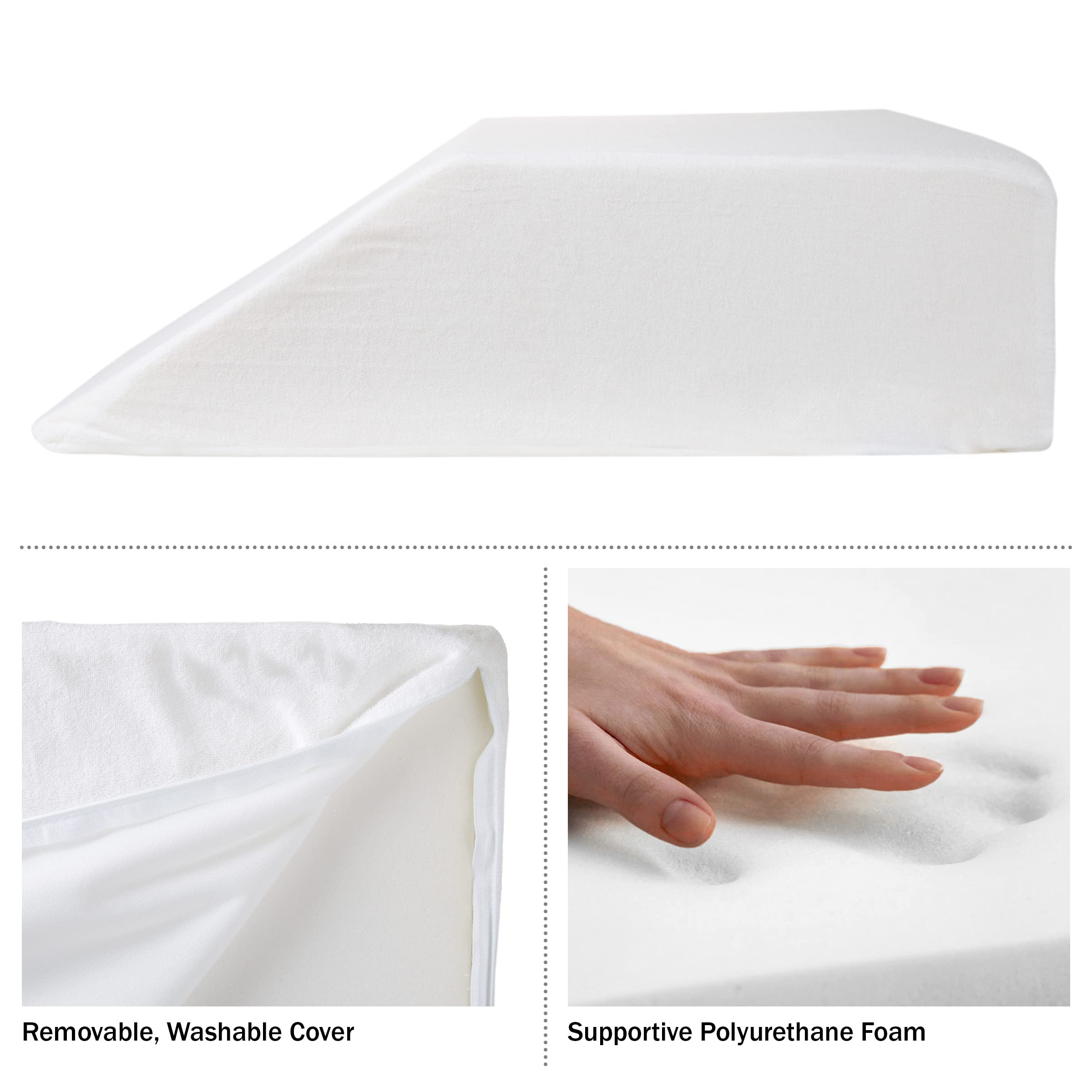 Lavish Home Foam Wedge Pillow with Removable Zippered Cover, Elevated Pillow for Sleeping or Sitting in Bed, Helps with Snoring, Acid Reflux, Provides Neck & Back Support