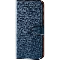 Wallet Case for iPhone 14, Genuine Leather Flip Case with Card Holder Stand Feature, Magnetic Folio Cover Phone Case Designed for iPhone 14 6.1