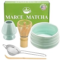 Marce Matcha Whisk Set- Matcha Whisk and Bowl, Matcha Sifter, Matcha Whisk Holder and Matcha Spoon- The Perfect Matcha Kit for Matcha Tea (Sky Blue)