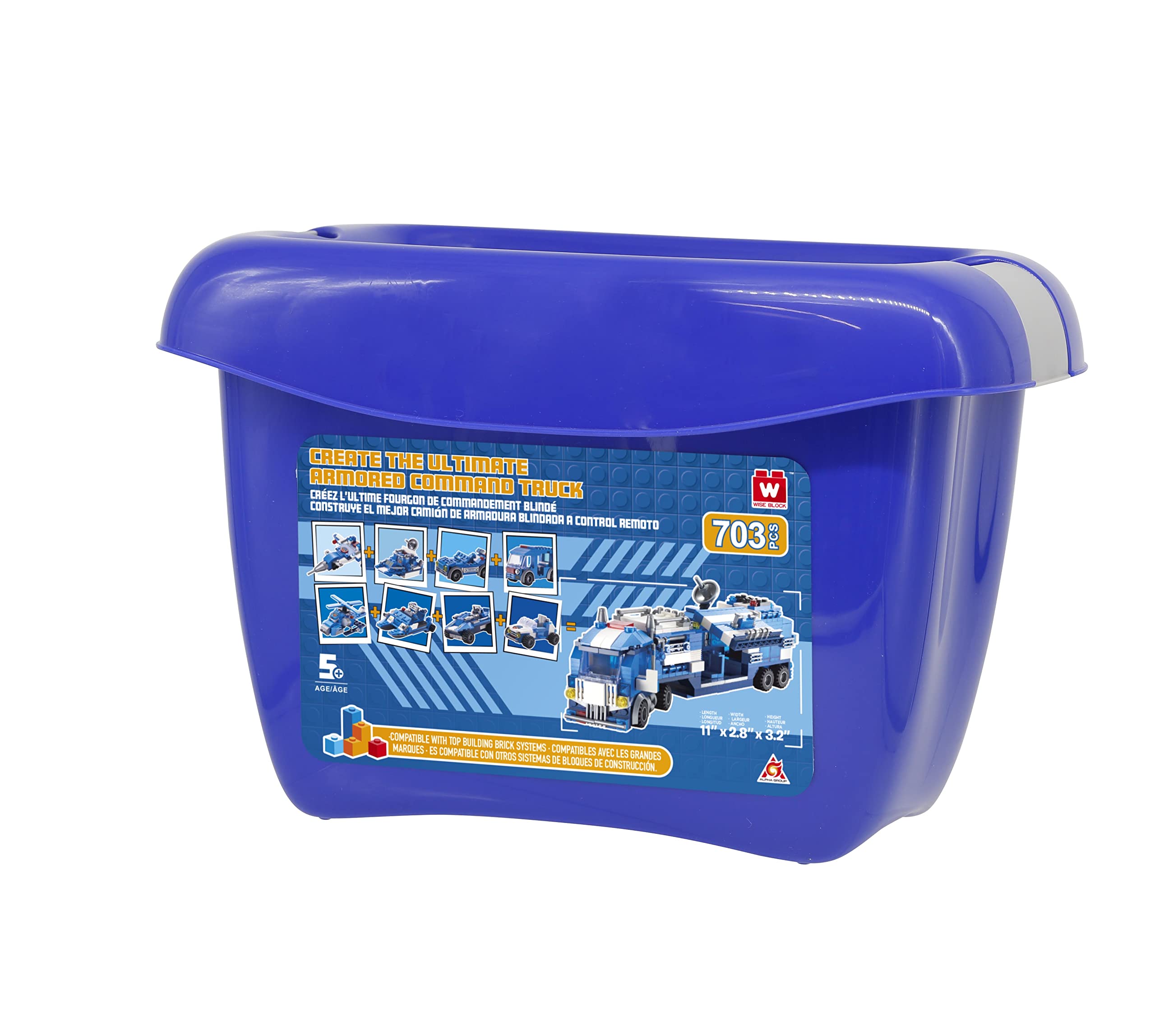 Wise Block Building Set - 8 in 1 Police Command Bucket Value Set - 703 Piece Kit - Compatible with Lego and Other Leading Brands