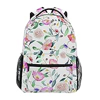 ALAZA Pink Rose Flower Floral Backpack Purse with Multiple Pockets Name Card Personalized Travel Laptop School Book Bag, Size S/16 inch