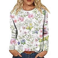 Crew Neck Floral Sweatshirts For Women Fashion Graphic Long Sleeve Tops Shirts Casual Loose Pullover Blouses