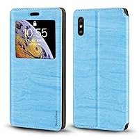 for Xiaomi Redmi 9A Sport Case, Wood Grain Leather Case with Card Holder and Window, Magnetic Flip Cover for Xiaomi Redmi 9i Sport (6.53”)