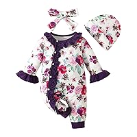 Newborn Baby Girl Romper Long Sleeve Floral Print Harness Outside Bodysuit Romper Jumpsuit Clothes Short Sleeve