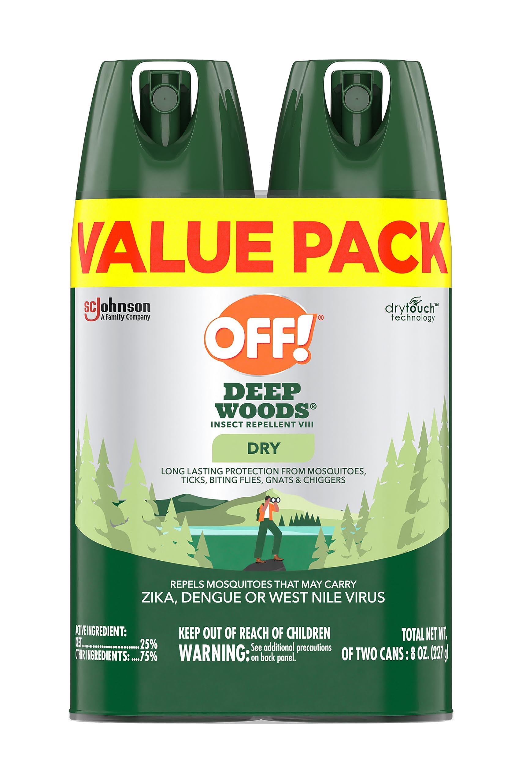 OFF! Deep Woods Insect Repellent Aerosol, Dry, Non-Greasy Bug Spray with Long Lasting Protection from Mosquitoes, 4 oz, 2 ct