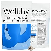 Wellthy His Daily Natural Multivitamin for Men, Premium Prostate Support Supplement, Support Hair Growth (30 Day)