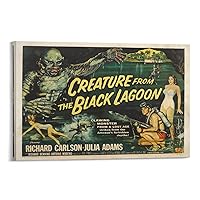 Creature from The Black Lagoon 1954 Classic Vintage Horror Movie Posters Cool Aesthetic Poster (1) Canvas Wall Art Prints for Wall Decor Room Decor Bedroom Decor Gifts 12x18inch(30x45cm) Frame-Style