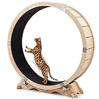 Cat Wheel Treadmill for Indoor Cats, 43 inch Large Wooden Cat Exercise Running Wheel, Wood Cat Exerciser Easy Assembly and Sturdy for Cats Weight Loss and Health