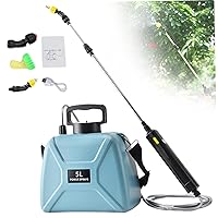 Electric Sprayer 5L USB Rechargeable Electric Garden Sprayer with 3 Mist Nozzles, 10x11 Inch Retractable Wand and Adjustable Shoulder Strap Portable Electric Water Sprayer,Blue