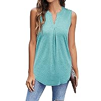 Newchoice Womens Tank Tops V Neck Sleeveless Summer Shirts Loose Casual Tops Blouses (S-3XL)
