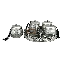 Ortus Arts Metal Mirror Tray - Round and Beautiful Container for Dry Fruits and Cookies, Silver), Best Gift for Birthdays, Diwali, Christmas & New Year
