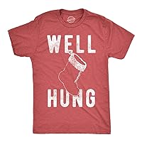 Mens Well Hung T Shirt Funny Christmas Stocking Tee Offensive Humor Xmas Gifts