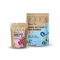 KHWAN'S TEA Pure Dried Butterfly Pea Flowers Blue Tea and Premium Dried Rose Petals