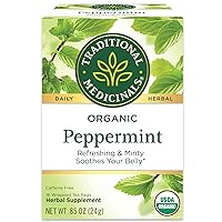 Traditional Medicinals Organic Peppermint Herbal Tea, Alleviates Digestive Discomfort, (Pack of 1) - 16 Tea Bags