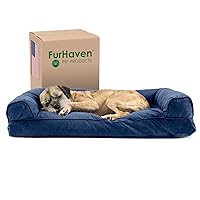 Pillow Dog Bed for Medium/Small Dogs w/ Removable Bolsters & Washable Cover - Quilted Sofa - Navy (Blue), Medium