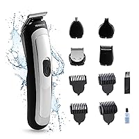 Trimmer for Men, Premium Lithium Cordless Hair and Beard Trimmer Kit, 5 Interchangeable Heads, Smart LED Power Display, USB Rechargeable Battery, 4 Trimmer Guides