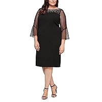 Alex Evenings Women's Plus Size Short Shift Dress with Embellished Illusion Detail