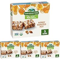 Cascadian Farm Organic Honey Roasted Nut Protein Granola Bars, Individually Wrapped, 5 Bars, 8.85 oz. (Pack of 4)