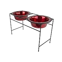 Platinum Pets Double Diner Feeder with Stainless Steel Dog Bowls, 3.5 cup/28 oz, Candy Apple Red