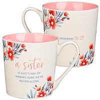 Christian Art Gifts Ceramic Scripture Coffee and Tea Mug for Sisters 14 oz Pink Floral Microwave & Dishwasher Safe Bible Verse Mug - Proverbs 31:29