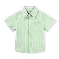 Boys Short Sleeve Button Down Oxford Striped Casual Dress Shirt Summer Tops