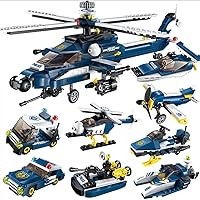 8-in-1 Military Helicopter Building Bricks Toys, STEM Building Toys 381PCS Creative Gunship Construction Toys Armed Plane Military Vehicles Blocks Kit for Kids Age 6 +