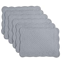 HOMBYS Quilted Placemats Set of 6 Washable-13x18 inches Rectangular Placemats for Kitchen Table-100% Cotton Fabric Rectangular Table Mats-Cotton (18