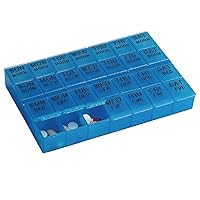 Medi-Planner, Weekly 7 Day Pill Organizer, Jumbo Pill Container with 28 Compartments for Four Daily Doses, Extra Large for Travel and Medication Tracking, Braille, BPA Free