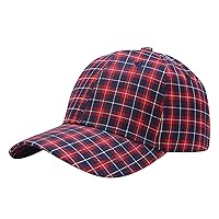 Plaid Baseball Hat Adjustable Washed Style Dad Hat Curved Brim Men Women Golf Surf Hunting Hiking for Spring/Summer/Autum Red