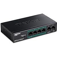 TRENDnet 6-Port Unmanaged Fast Ethernet Long Range PoE+ Switch, 4 x PoE+ Ports, 2 x Fast Ethernet Ports, DIP Switch Extends PoE+ 250m (820 ft.) at 10Mbps, Black, TE-FP051