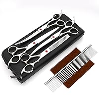 Household Stainless Steel Barber Scissors Set Direct Scissors Teeth Scissors Curved Scissors Bangs Thin Scissors Beauty Salon Scissors 银色五件套