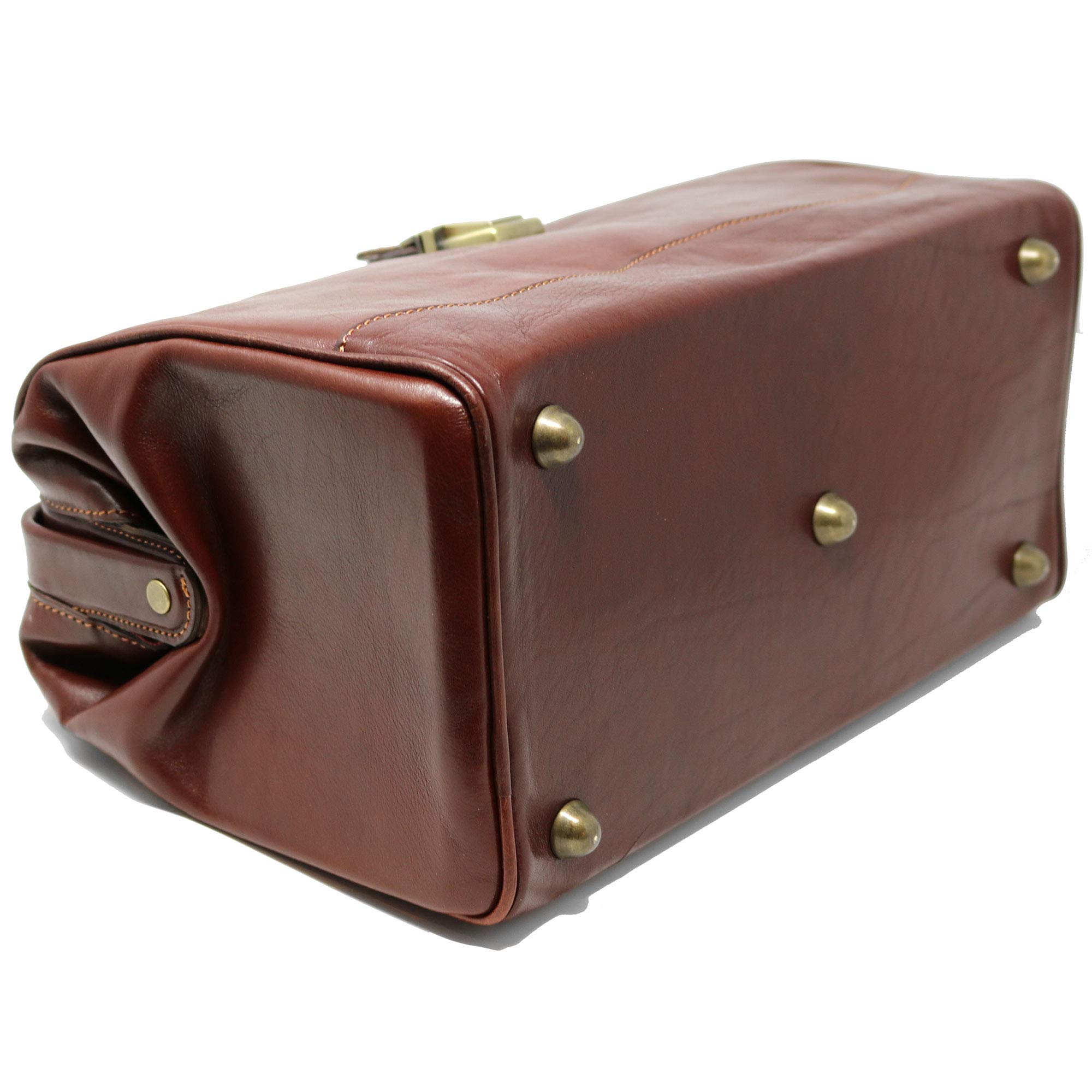 Floto Luggage Italian Ciabatta Doctor Handbag, Vecchio Brown, Small