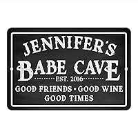 Personalized Babe Cave Metal Sign (8x12 Inches)
