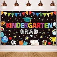 Kindergarten Graduation Party Decorations Backdrop Preschool Graduate Banner for Kids Pre-K Congrats Grad Class of 2024 Ceremony Supplies Congratulations Grad School Prom Party Favors