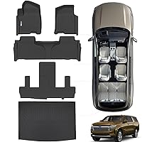 Floor Mats & Trunk mat for Chevrolet Suburban 7 Seats with 2nd Row Bucket Seats（not fit 8 Seats） 2021 2022 2023 2024 /GMC Yukon XL，TPE Floor Liners & Cargo Liner for Chevy Suburban