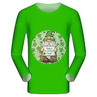 St Patricks Day plus Size Apparel Printed Personality Casual Long Sleeve Crew Neck Loose T Shirt Heavy Cotton T Shirts