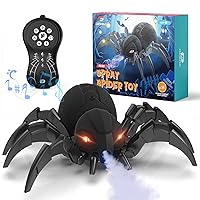 DEERC Robot Spider, Remote Control Spider with Spray and Lights, Black Widow Toy for Kids, for Birthday Party Joke Prank, Wireless RC Realistic Bot Moving Real Music Effect Tarantula
