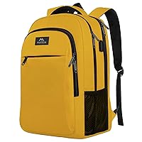 MATEIN College Backpack, Extra Large TSA Friendly Carry On 17.3 Inch Laptop Backpack with USB Charging Port, Anti Theft Flight Approved Business Work Travel Computer Backpack Bagfor Women Men, Yellow