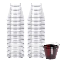 9 Oz Clear Plastic Cups For Party - Clear Cups 100 Pack - Heavy Duty Disposable Cups/Tumblers - Plastic Wine Glasses For Parties Disposable - Plastic Cocktail Glasses - Party Cups Disposable