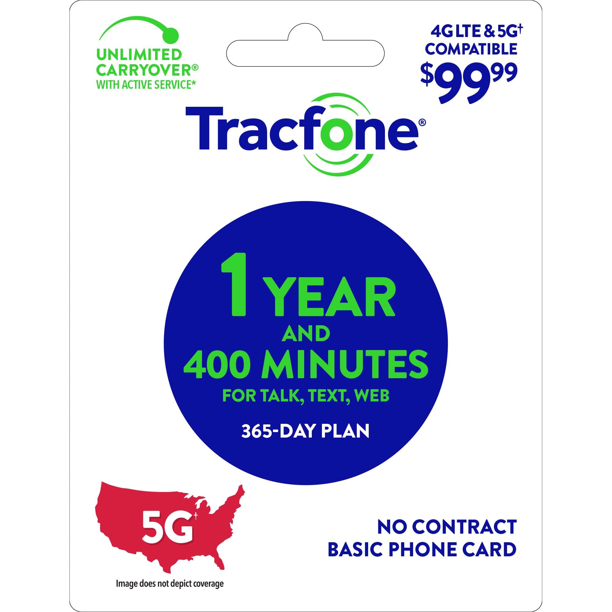 Tracfone 1 Year Prepaid Wireless Phone Plans - Pay As You Go