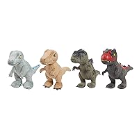 Just Play Jurassic World Plush Collector Set, 4-pieces, 7-inch Dinosaur Stuffed Animals, Kids Toys for Ages 3 Up, Amazon Exclusive